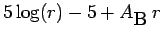 $\displaystyle 5\log(r)-5+A_\B\,r\,$