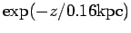 $ \exp(-z/0.16{\hbox{\rm kpc}})$