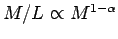 $ M/L\propto M^{1-\alpha}$