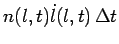$ n(l,t)\dot l(l,t)\,\Delta t$