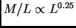 $ M/L\propto L^{0.25}$