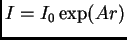 $ I=I_0\exp(Ar)$